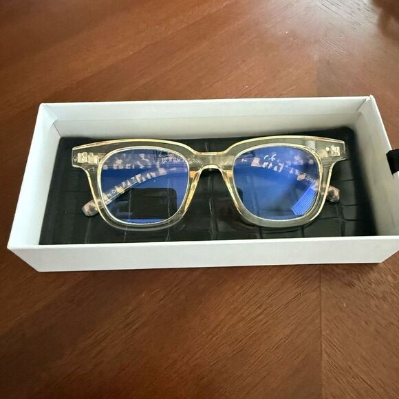 Rachel Zoe Go To Leah Marinka Blue Light Blocker Glasses In Nude Crystal New - Picture 3 of 8